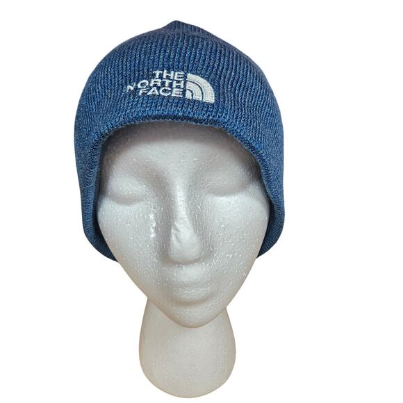 Blue Knitted Northface Beanie Unisex One Size Warm Hat Pre-owned Good Condition - Picture 1 of 8